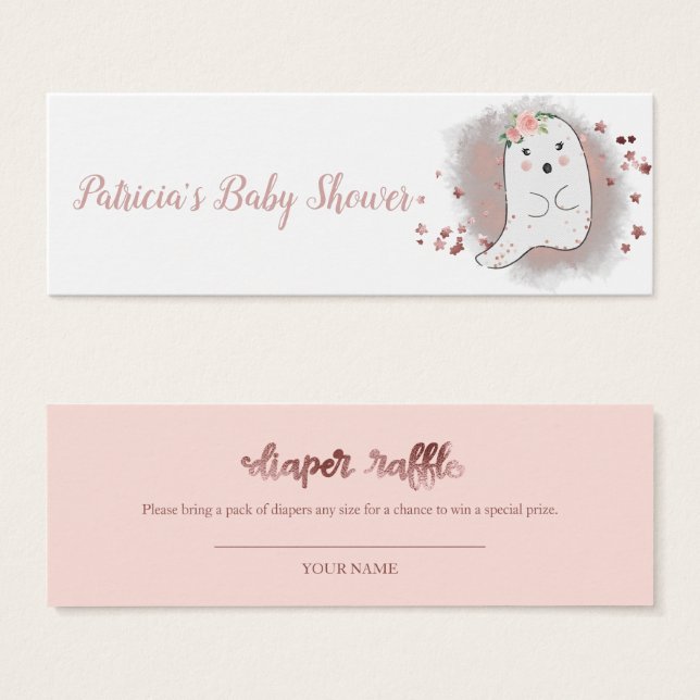 Lovely Ghost Halloween Baby shower Déchets Raffle (Devant & derrière)