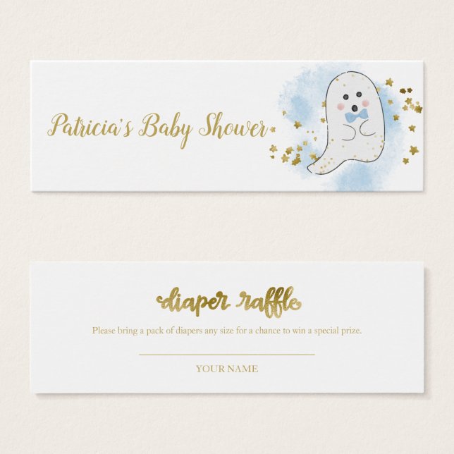 Lovely Ghost Halloween Baby Shower Diaper Raffle (Front & Back)