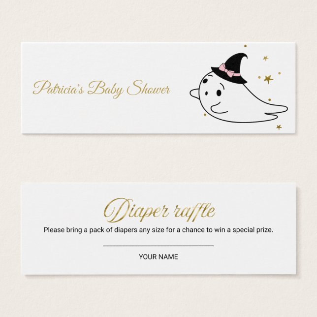 Lovely Ghost Halloween Baby Shower Diaper Raffle (Front & Back)