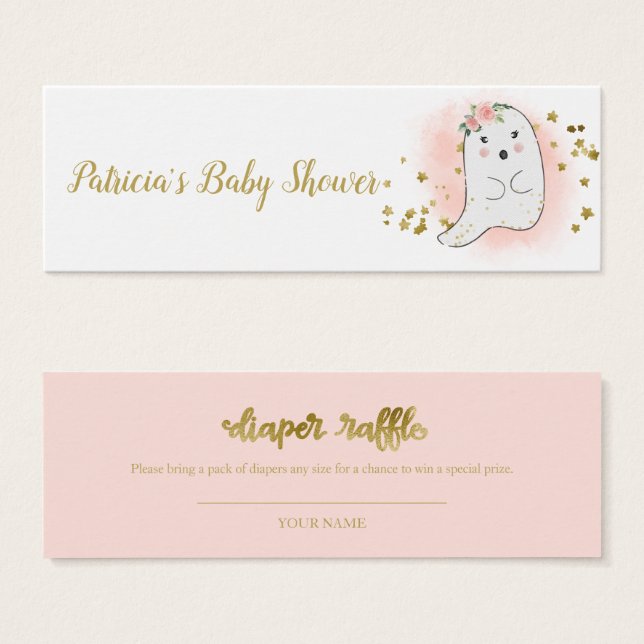 Lovely Ghost Halloween Baby Shower Diaper Raffle (Front & Back)