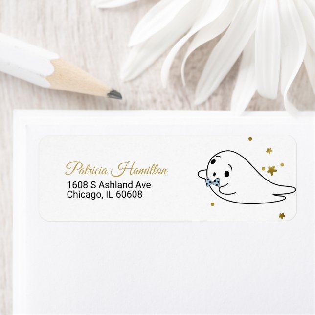 Lovely Ghost Halloween Baby shower Étiquette (En situation)