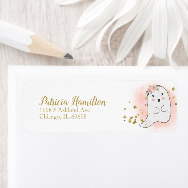 Lovely Ghost Halloween Baby shower Étiquette (En situation)