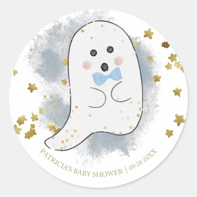 Lovely Ghost Halloween Girl Baby Shower Classic Ro Classic Round Sticker (Front)