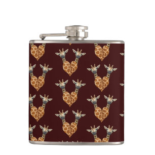 Lovely Giraffes Heart Hip Flask