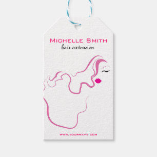 Lovely girl icon  pink hair Hairstyling branding Gift Tags