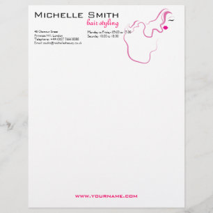 Lovely girl icon  pink hair Hairstyling branding Letterhead