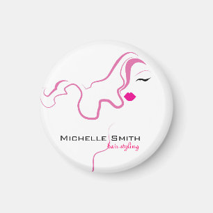 Lovely girl icon  pink hair Hairstyling branding Magnet