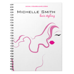 Lovely girl icon  pink hair Hairstyling branding Notebook