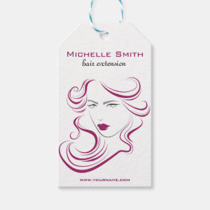 Lovely girl icon purple hair Hairstyling branding Gift Tags
