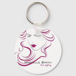 Lovely girl icon purple hair Hairstyling branding Keychain