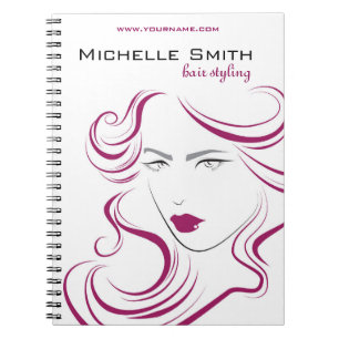 Lovely girl icon purple hair Hairstyling branding Notebook