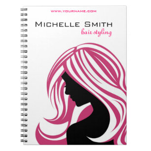 Lovely girl with pink hair Hairstyling branding Notebook