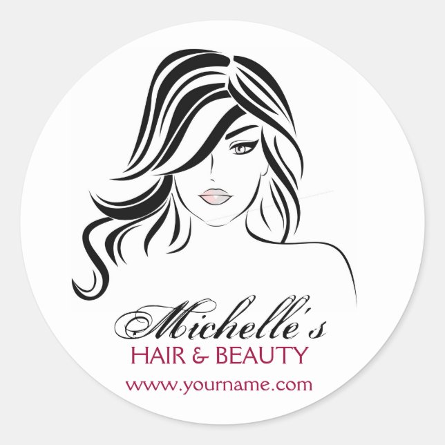 Lovely girl with wavy hair and Makeup Icon Classic Round Sticker (Front)
