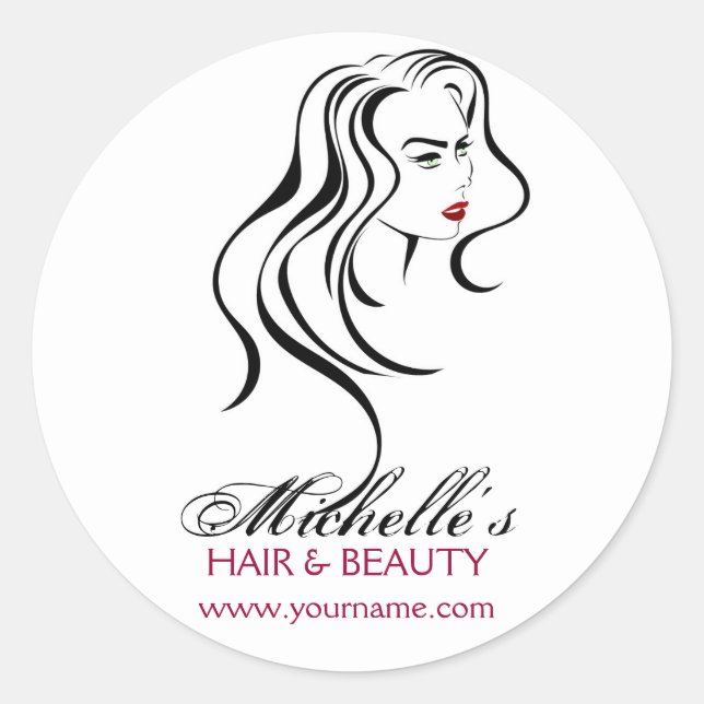 Lovely girl with wavy hair and Makeup Icon Classic Round Sticker (Front)