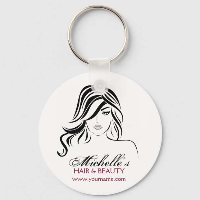 Lovely girl with wavy hair and Makeup Icon Keychain (Front)