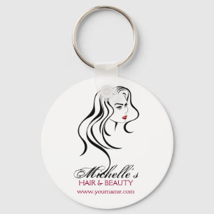 Lovely girl with wavy hair and Makeup Icon Keychain