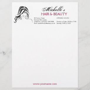 Lovely girl with wavy hair and Makeup Icon Letterhead