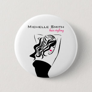 Lovely girl with wavy hair Hairstyling branding 2 Inch Round Button