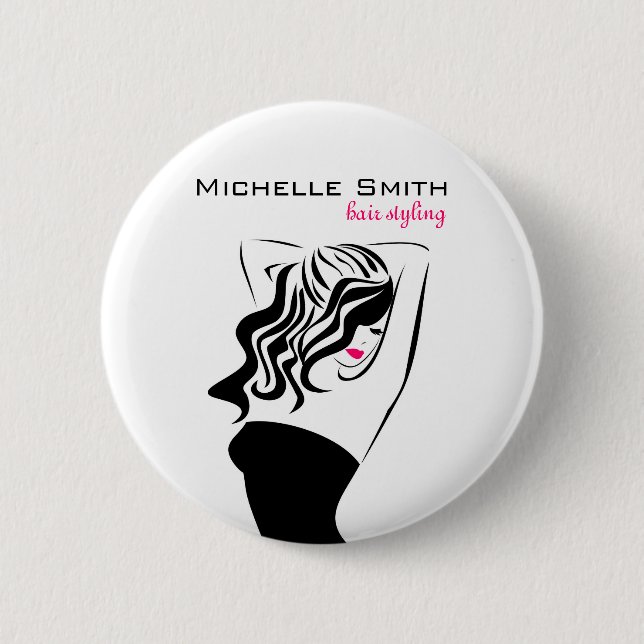 Lovely girl with wavy hair Hairstyling branding 2 Inch Round Button (Front)