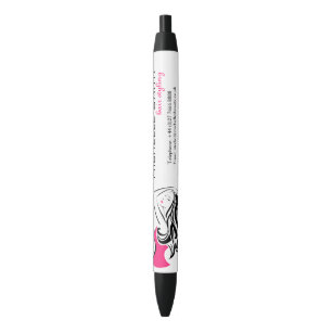Lovely girl with wavy hair Hairstyling branding Black Ink Pen