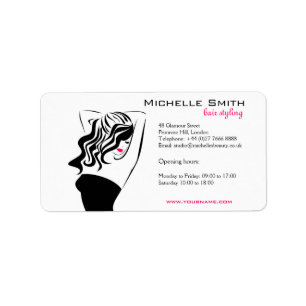 Lovely girl with wavy hair Hairstyling branding Label