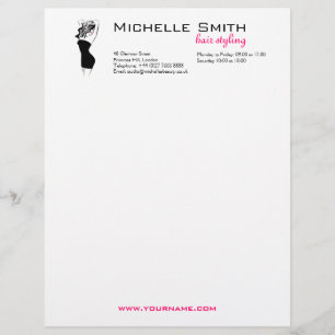 Lovely girl with wavy hair Hairstyling branding Letterhead