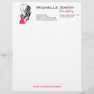 Lovely girl with wavy hair Hairstyling branding Letterhead