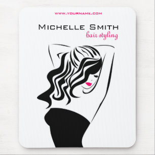 Lovely girl with wavy hair Hairstyling branding Mouse Pad