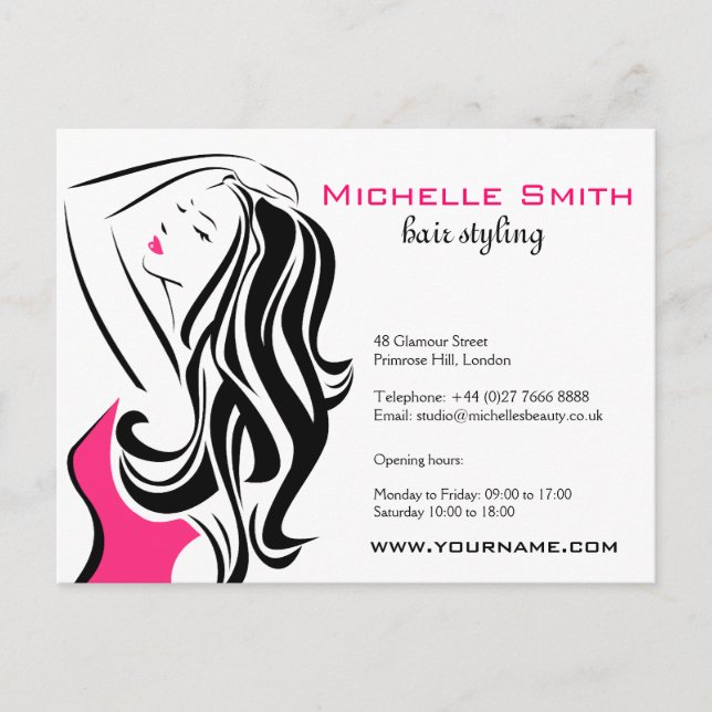 Lovely girl with wavy hair Hairstyling branding Postcard (Front)