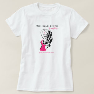 Lovely girl with wavy hair Hairstyling branding T-Shirt