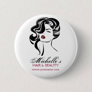 Lovely girl with wavy hair Makeup Icon 2 Inch Round Button
