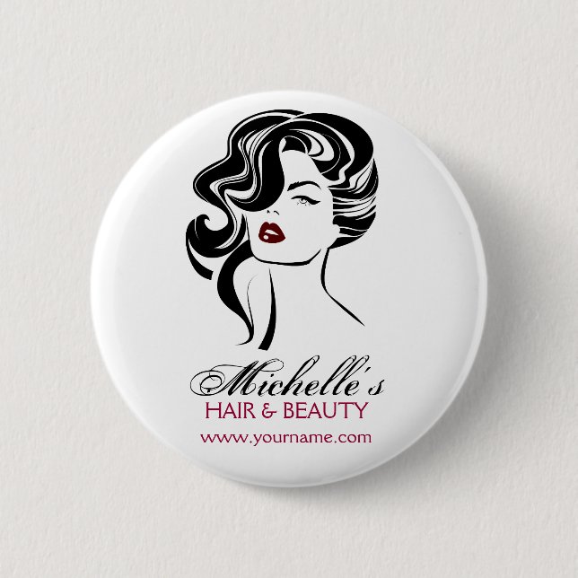 Lovely girl with wavy hair Makeup Icon 2 Inch Round Button (Front)