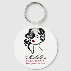 Lovely girl with wavy hair Makeup Icon Keychain