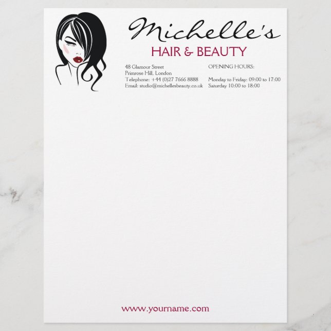 Lovely girl with wavy hair Makeup Icon Letterhead (Front)