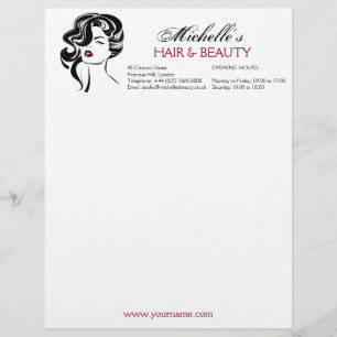 Lovely girl with wavy hair Makeup Icon Letterhead