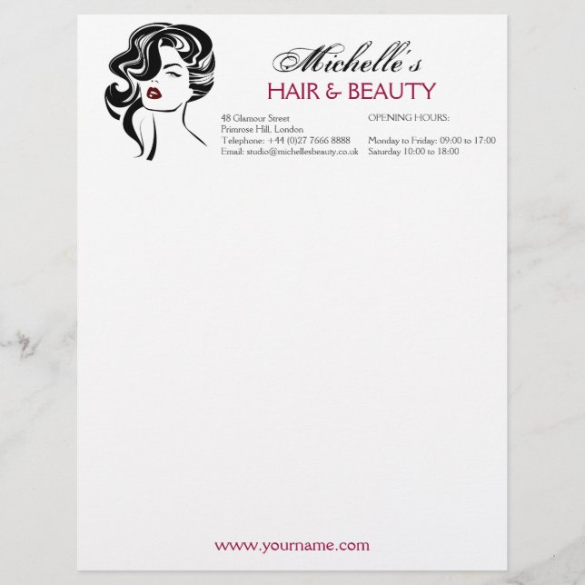 Lovely girl with wavy hair Makeup Icon Letterhead (Front)