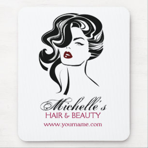 Lovely girl with wavy hair Makeup Icon Mouse Pad