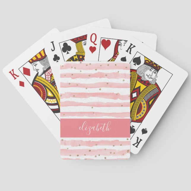 Lovely Girly Pink Playing Cards with Name  (Back)