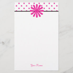 Lovely, girly pink polka dots custom personalize stationery