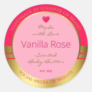 Lovely Girly Product Packaging Label Pink and Gold