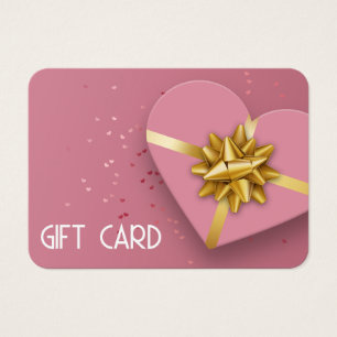 Lovely Gold Bow Pink Heart Boîte à cadeaux Carte c