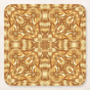 Lovely golden abstract pattern square paper coaster