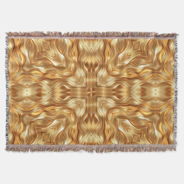 Lovely golden abstract pattern throw blanket (Front)
