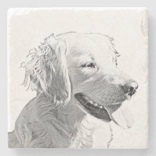 Lovely Golden Retriever Marble Coaster