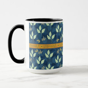 Lovely Green and Blue Leafy Pattern Mug