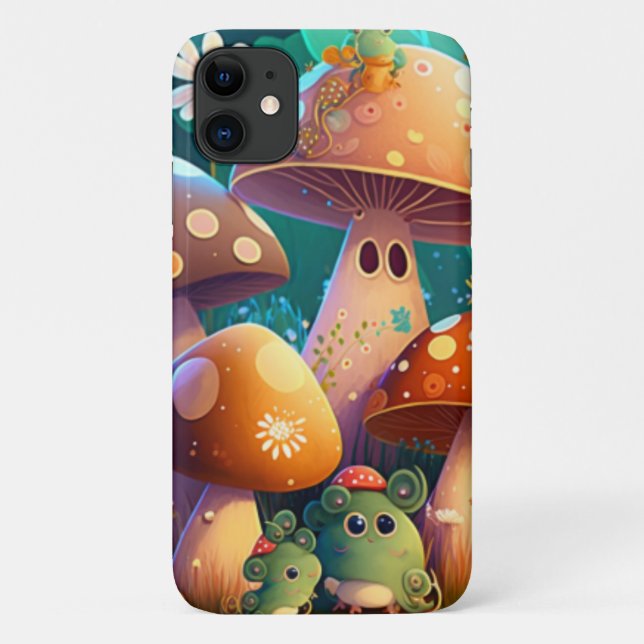 Lovely green cute baby mushrooms       Case-Mate iPhone case (Back)