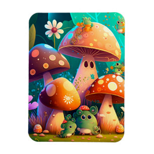 Lovely green cute baby mushrooms magnet