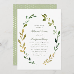 lovely green foliage rehearsal dinner invitation