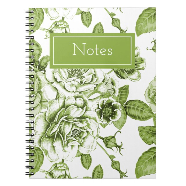 Lovely Green Roses Notebook (Front)