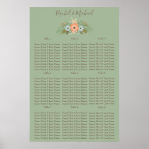 Lovely Green Starfish floral Seating Chart